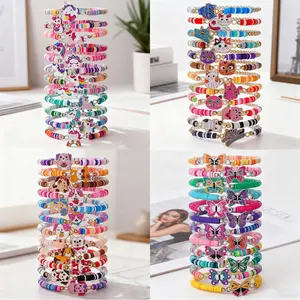 DIY children's bracelet cartoon animal butterfly cat dog hand rope bracelet multi-layer stacked wearing color soft pottery bracelet