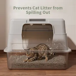 Summer-Enclosed Stainless Steel Litter Box Enclosure for Large Cats - Extra-Large Capacity, High-Sided Steel Shell, Prevents Leakage & Odor Absorption, Easy to Clean, Includes Footrest, Eliminate Odor Litter Box