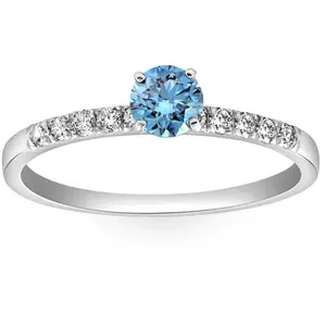 1/2Ct Blue Diamond Engagement Ring in White Gold