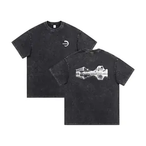 Heavy duty retro washed old T-shirt summer short sleeved mens or women fashion top with half sleeves