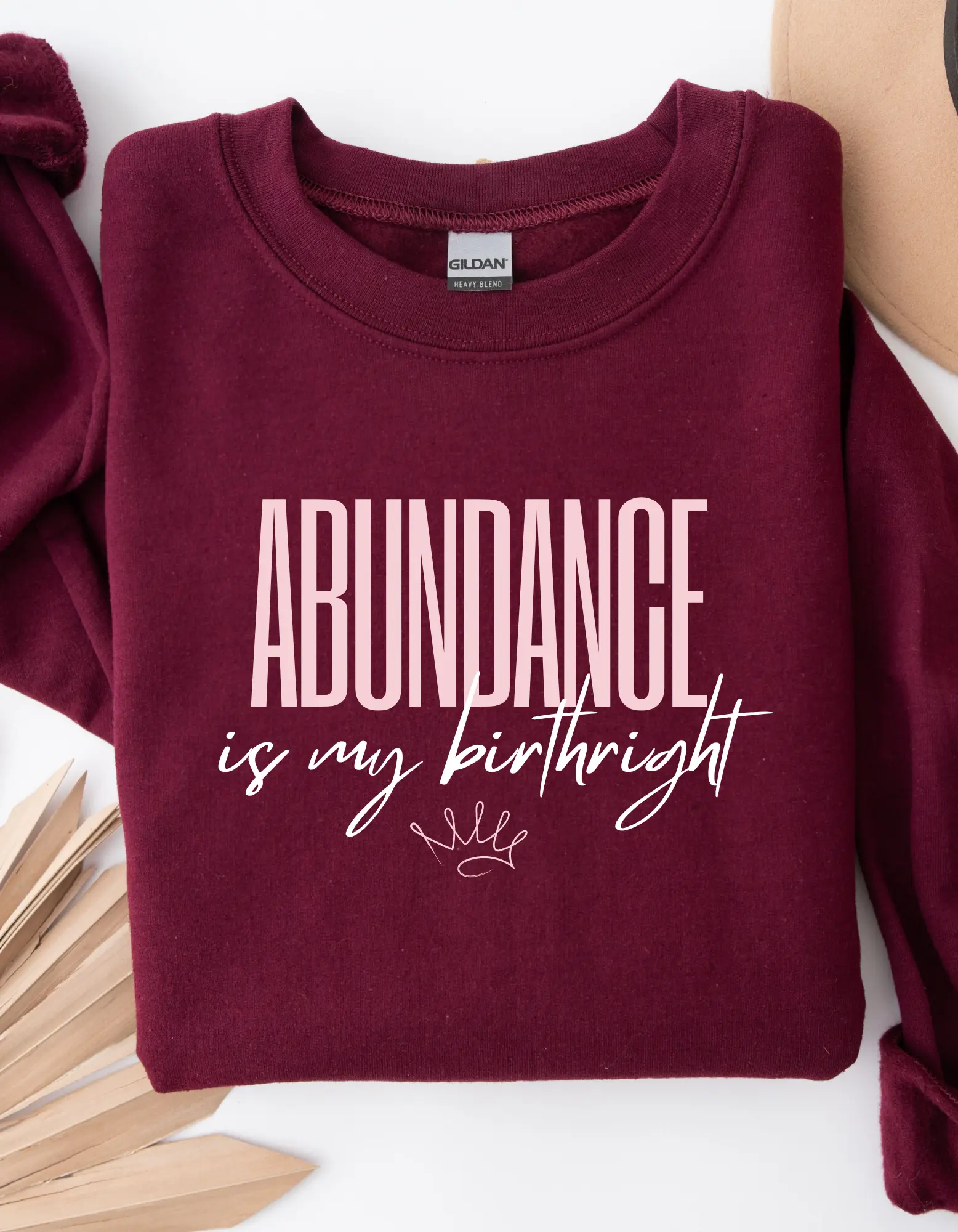 ABUNDANCE Maroon Crewneck Sweatshirt Faith Apparel