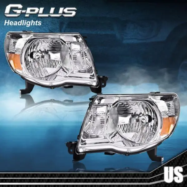 G-PLUS Headlights for 2005-2011 Toyota Tacoma Chrome Housing Headlights HeadLamps Left & Right G-PLUS Headlights for 2005-2011 Toyota Tacoma Chrome Housing Headlights HeadLamps Left & Right