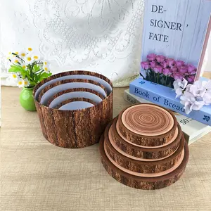 4 Piece Brown Vintage Wood Grain Round Nested Gift Box Set Oval Packaging with Lids Perfect for Birthdays,Christmas,Mother's Day ,Weddings,Valentine's Day and Graduation & Anniversaries