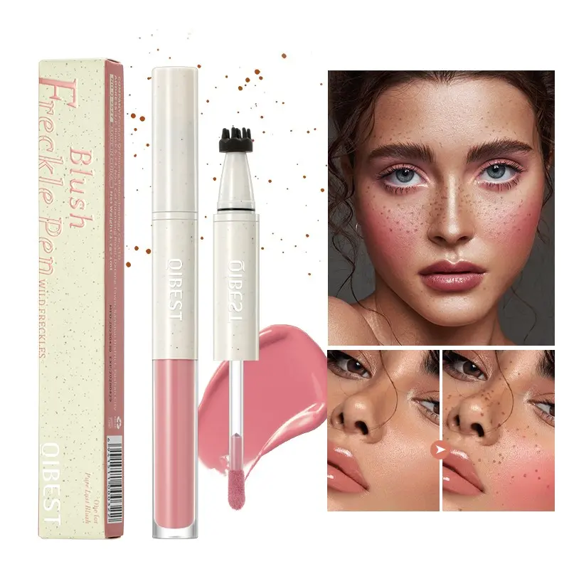 Dual-Ended Blush & Freckle Pen, Waterproof Long-Lasting Formula, Natural Blush & Realistic Freckle Effect, Dual-Use Face Makeup Tool