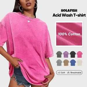Women's Acid Wash Tshirt Heavyweight Cotton T-Shirts Half Short Sleeves Casual Loose Streetwear Tee Tops,Acid Washed Men's Basic T-Shirts Loose Fit