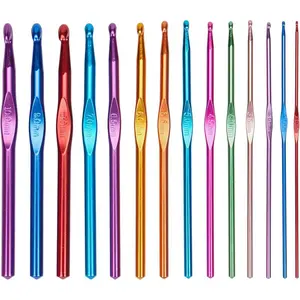 14PCS Aluminum Crochet Hooks Knitting Needles with Ergonomic Handles for Arthritic Hands 2.0mm/2.5mm/3.0mm/3.5mm/4.0mm/4.5mm/5.0mm/5.5mm/6.0mm/6.5mm/7.0mm/8.0mm/9.0mm/10.0mm