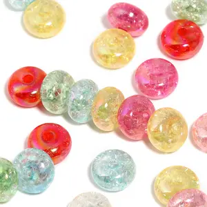 120pcs Set: High-Clarity, Colorful Cracked-Effect Wheel Beads — UV-Plated, Fine-Shimmer Abacus Beads for DIY Beaded Pens, Phone Straps, and Spacer Beads