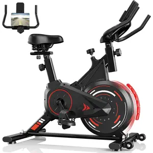 Exercise Bike for Home, Indoor Cycling Spin Bike, Digital Monitor, Infinitely Adjustable Resistance, Heavy-Duty Frame, Quiet Belt Drive, Adjustable Seat and Handlebar, 350 LBS Capacity, Stationary Bike for Home Gym Cardio Workout
