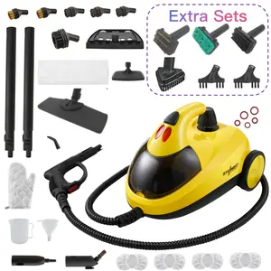 Steambot Steam Cleaner with BBQ Brush Sets, High Pressure Steam,2L Large Water Tank Capacity,33 Accessories, Heavy Duty Chemical-Free Deep Cleaning for House,Kitchen,Bathroom,Car,BBQ Grill,Multi-Purpose Cleaning Steamer,Summervibes