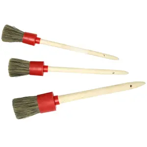 Car Detailing Brush Set for Car Cleaning Kit, Super-Soft Bristles for Exterior Detail, Includes Small, Medium, and Large Diameter Brush Heads, 3 Pack, Red