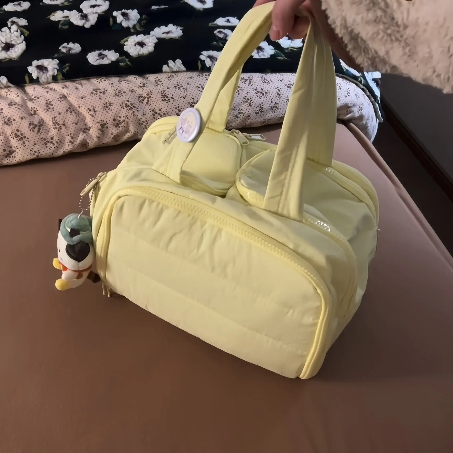 Yellow   four open makeup bag