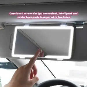 Rechargeable LED Touch Screen Car Vanity Mirror, Sunshade Mounted Makeup Mirror with Smart Charging & Dimmable Lights