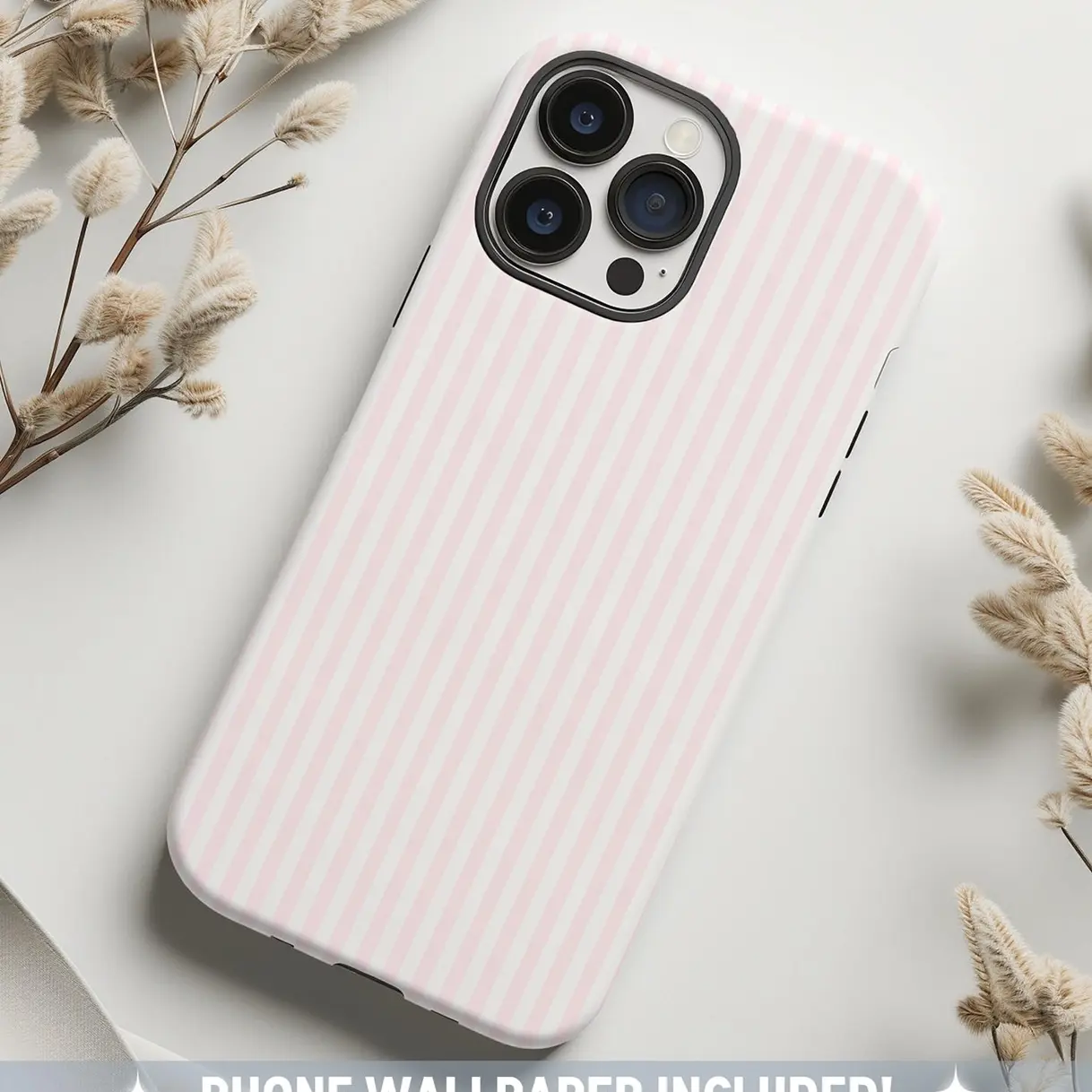 Coastal Pink Phone Case, Aesthetic Pink Striped Phone Case, Summer Phone Case Preppy Phonecase Beachy, Stylish Minimalist Striped Phone Case - Compatible with 17 Air 16 15 14 13 12 11 Pro Max Plus Promax & Samsung 22-25 Ultra Plus Fe EDGE
