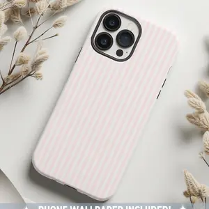 Coastal Pink Phone Case, Aesthetic Pink Striped Phone Case, Summer Phone Case Preppy Phonecase Beachy