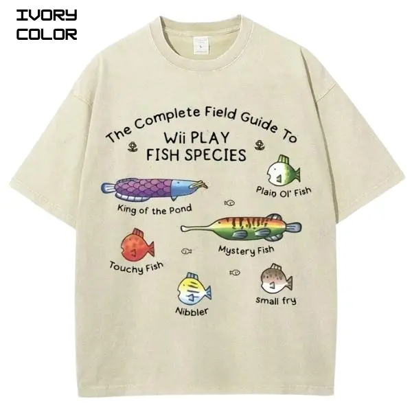 Wii Play Fish Species Graphic T-Shirt, wii fish shirt, Vintage 90s Sea Animal T-shirt, Unisex Streetwear Tee, cotton crewneck shirt, Trending, Viral, Gift For Him and Her Top Womenswear