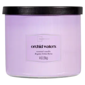 Mainstays 3-Wick Textured Wrapped Orchid Waters Scented Candle, 14 oz
