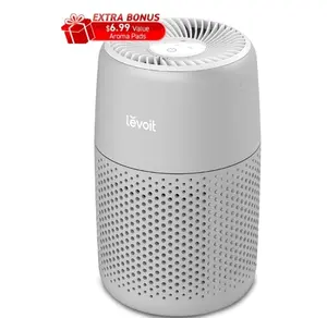 Core Mini-P 255 Sq Ft 3-Stage Filtration Desktop Air Purifier with Aromatherapy for Small Bedrooms and Nurseries, Gray