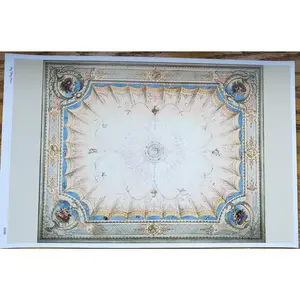 Dollhouse Ceiling Mural Wallpaper Painted Style Cream Blue Floral 1:12 Scale Itsy Bitsy