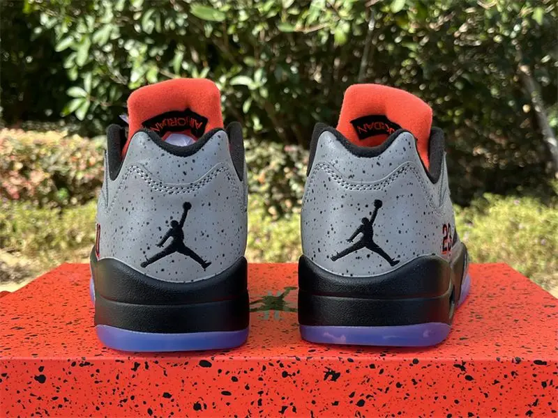 Cement Matte Grey Suede Elastic Breath Mesh Black Laces Red Orange Logo Layer Ice Blue Cushion Low Trainers