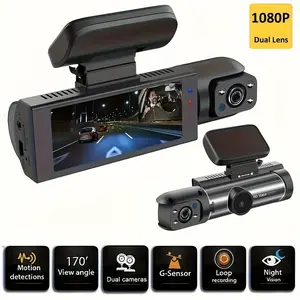 1080P Car DVR，2 Channel  In Front of and Inside the Car, 64GB Car Video Surveillance with Night Vision，WiFi Mobile Connectivity，Automatic Cycle，24/7Parking Mode Car DVR Hd