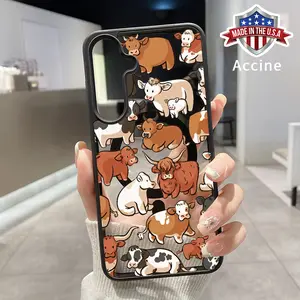 Magnetic Case Compatible with Galaxy S24 Plus S25 S23 FE S22 Ultra S22+ Cow Delight Tapestry Patterned Clear Acrylic Back Waterproof Lightweight Mobile Phone Cover for Boy
