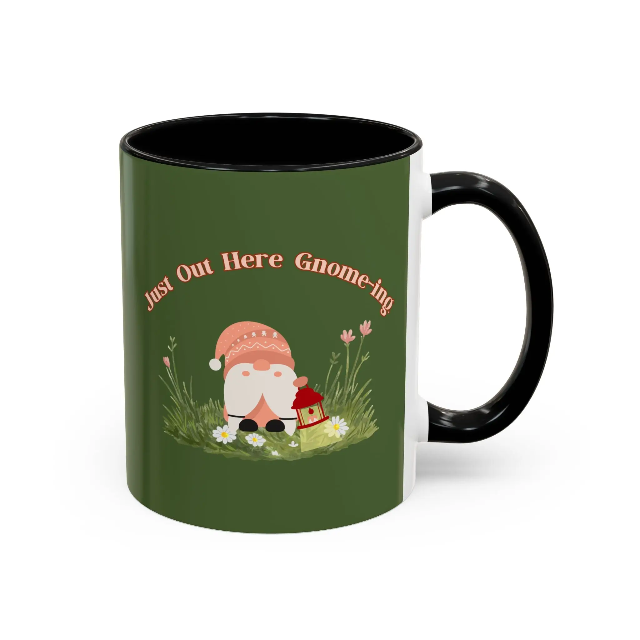 Gnome Mug — "Just Out Here Gnome-ly" Cute Garden Coffee Cup