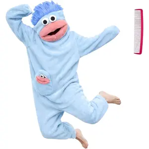 Squad Matching Monster Onesie Pajamas, High-Energy Fluffy Coral Fleece Loungewear, Oversized Loose Fit with Movable Mouth Hood & Decor Pocket, Durable Zipper Full Body Jumpsuit, Awesome Group Outfit for Friends & Couples