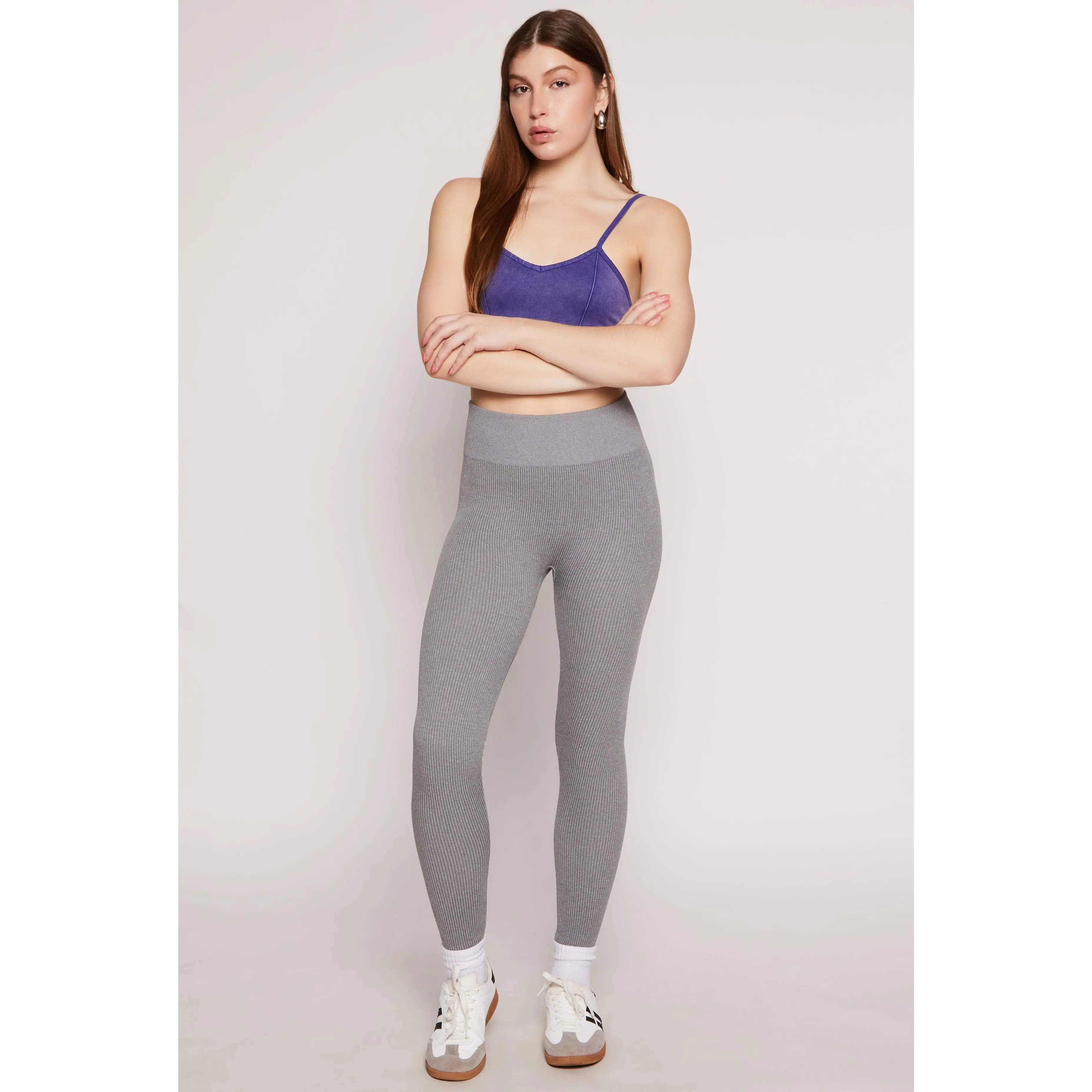 Ribbed Knit Fleece Lined High Waist Leggings