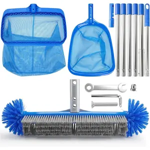 Pool Cleaning Kit with Telescopic Pole, Pool Net with Pole & Dual Skimmers – Premium Pool Accessories for Inground Pools