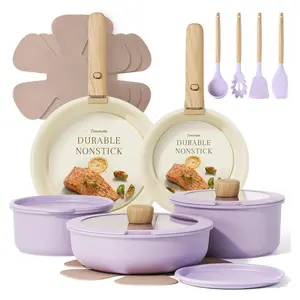 Pots and Pans Set Non Stick, Cookware Sets, 19pcs Kitchen Set, Oven/Fridge Safe, Space Saving Pots Set, Nonstick Set with Versatile Removable/Detachable Handle, Induction RV Set