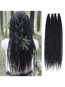 Dreadlock Extensions 22" Natural Black Crochet Dreads Extensions 100% Handmade Single Ended Dreads Thin 0.6cm Width Daily Use Braids for Men/Women/Kids(40 Strands)