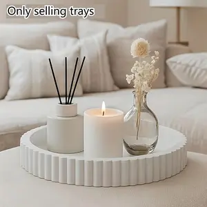 HomeDailyEss Decorative Coffee Table Tray: White circular tray, modern wave-shaped tray, center decorative tray for use on home living room, dining room, kitchen countertop, bathroom, multi-functional tray, Christmas gift, non-food contact use