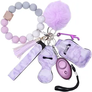 Keychains Set for Women Protection, 9PCS Bead Keychain Bracelet Full Set, Self Protection Bracelet Key Ring Set