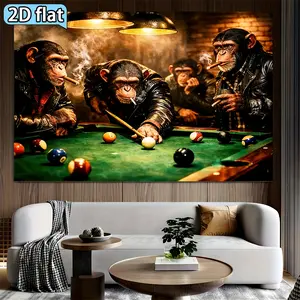2D Flat - 2D Flat - 1pc Vintage Style Gorilla Theme Banner Background Fabric, Suitable for Party Decoration 2D Flat Banner Tapestry Wall Decor