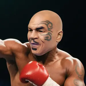 Boxing Champion Mask, 1 Count Famous Actor Face Cover, Tyson Design Masks, Carnival Roleplay Headgear, Halloween Masquerade Party Props, Realistic Mask