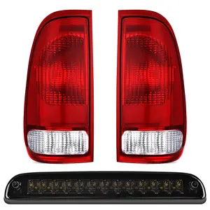 Nilight Tail light + 3rd Third Brake Light Assembly Compatible with 1999 2000 2001 2002 2003 2004 2005 2006 2007 F250 F350 F450 F550 Super Duty Red Taillight with High Mount Brake Rear Cargo Lamp