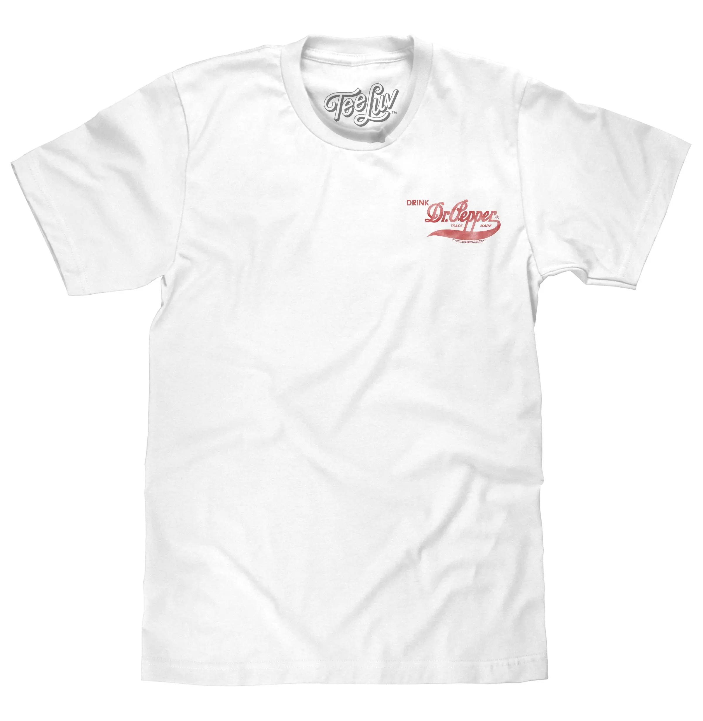 Faded Drink Dr Pepper Vintage Logo Front and Back Print T-Shirt - White
