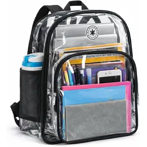 Large Transparent Backpack Clear Heavy Duty School Bag Durable Student Bookbag See Through Vinyl Daypack Workbag