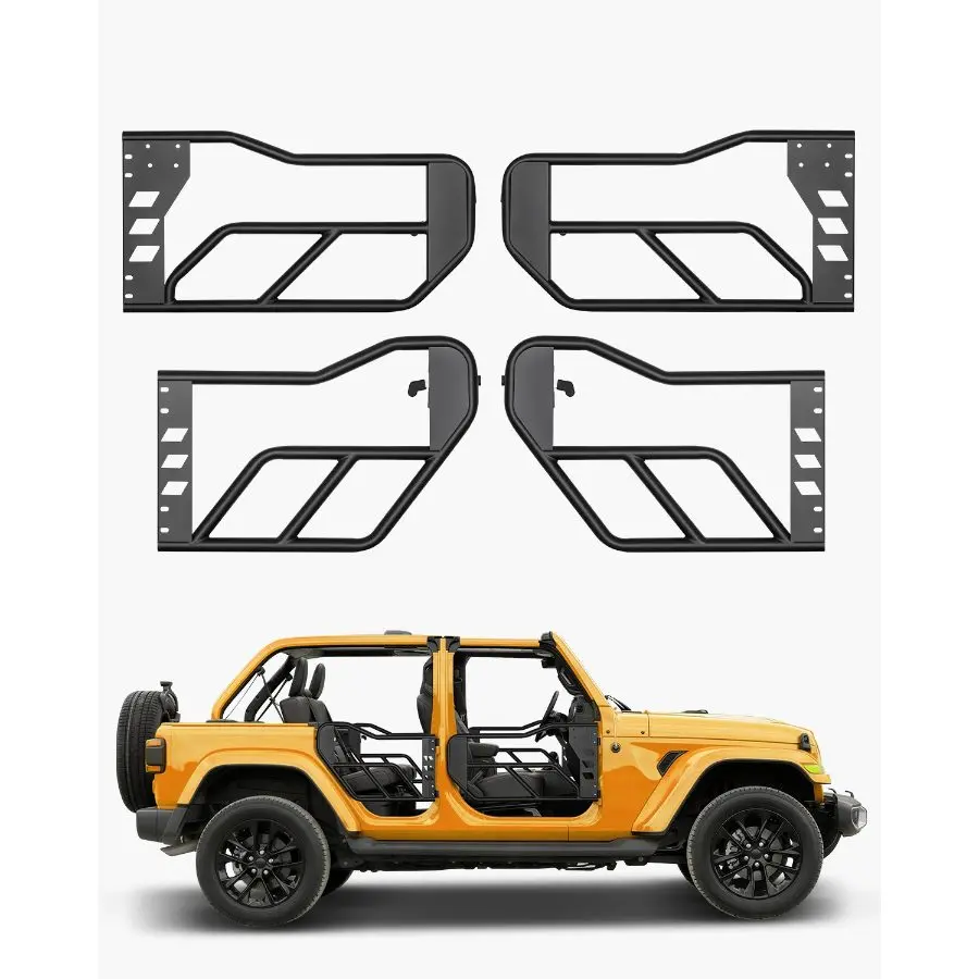 VEVOR Jeep Tube Doors, 4-Door, Adventure Style Jeep Tubular Door with Heavy-Duty Hinges OE Latch, Jeep Doors with Rubber Pads Toughened Steel Tube, Fit for 2007-2018 Jeep Wrangler JK