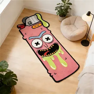 Cartoon pink lighter shape carpet abstract funny bedroom bedside carpet trendy personality balcony bay window strip carpet creative unique living room decoration sofa carpet reading area play area carpet washable bathroom toilet non-slip floor mat
