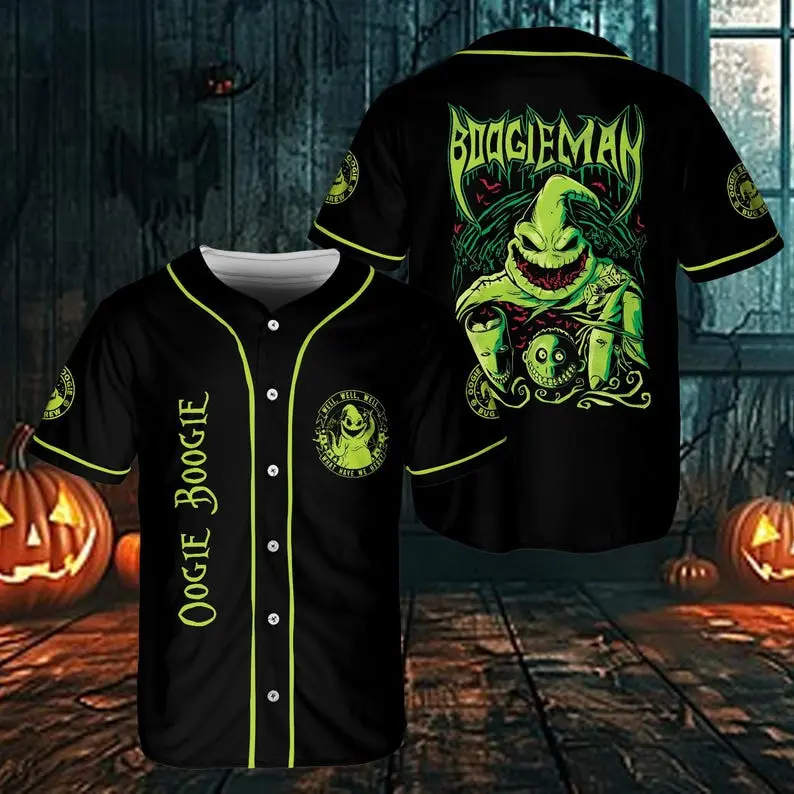 Oogie Boogie Ghost Baseball Jersey, Spooky Halloween Shirt Gift and Nightmare Before Christmas Inspired Apparel