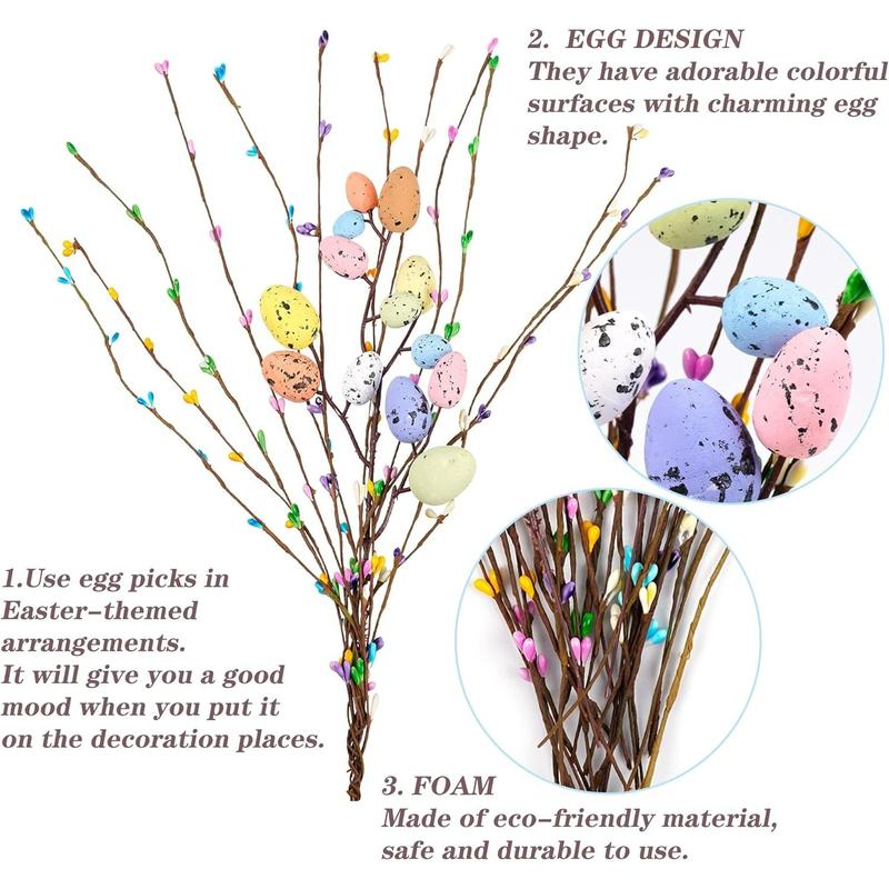 26 Pcs Artificial Easter Spray Vine with Pastel Easter Eggs and Berries- Decorative Spring Floral Stems-Easter Egg Twig Branches for Floral Arrangement-Centerpiece Wreath Decoration Decorative Flowers #TOP PICKS