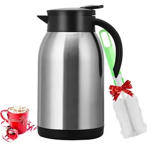 40oz 1.2L Stainless Steel Thermal Coffee Carafe Dispenser, Unbreakable Double Wall Vacuum Flask Water Tea Pot Beverage Pitcher for Hot Coffee, Silver, Perfect for Christmas