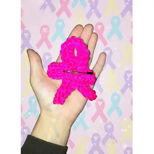 Handmade Breast Cancer Awareness Ribbon - Crochet Design for Bags Plushies or Wear - Show Support and Spread Hope