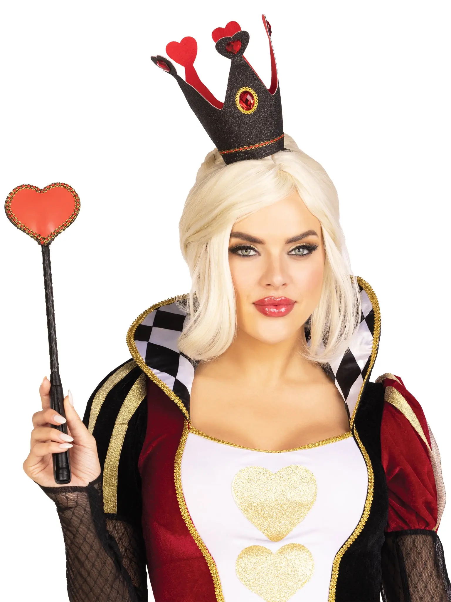 Royal Crown Headband & Heart Scepter Matching Costume Accessories - Comfortable Cosplay Hair Accessory Set