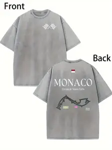 valentine shirts 230G Double-Sided Washed T-Shirt, Monaco Racing Car, High-Quality Wax Printed Cotton Retro Imitation, Pattern Printed T-Shirt, with a Certain Thickness, Essential for Summer, Very Suitable for Outdoor Activities