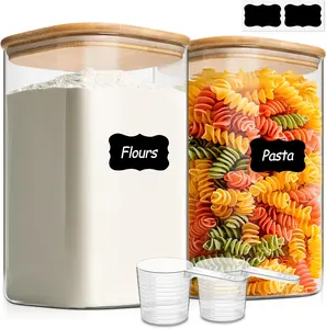 1.2 Gallon Wide Mouth Flour Sugar Storage Containers 2 count, 4.6 Qt Glass Storage Containers with , Large Pantry Glass Jar with Lid, Big Jars for Rice, Flour, Sugar, Cereal, Cookie, Coffee