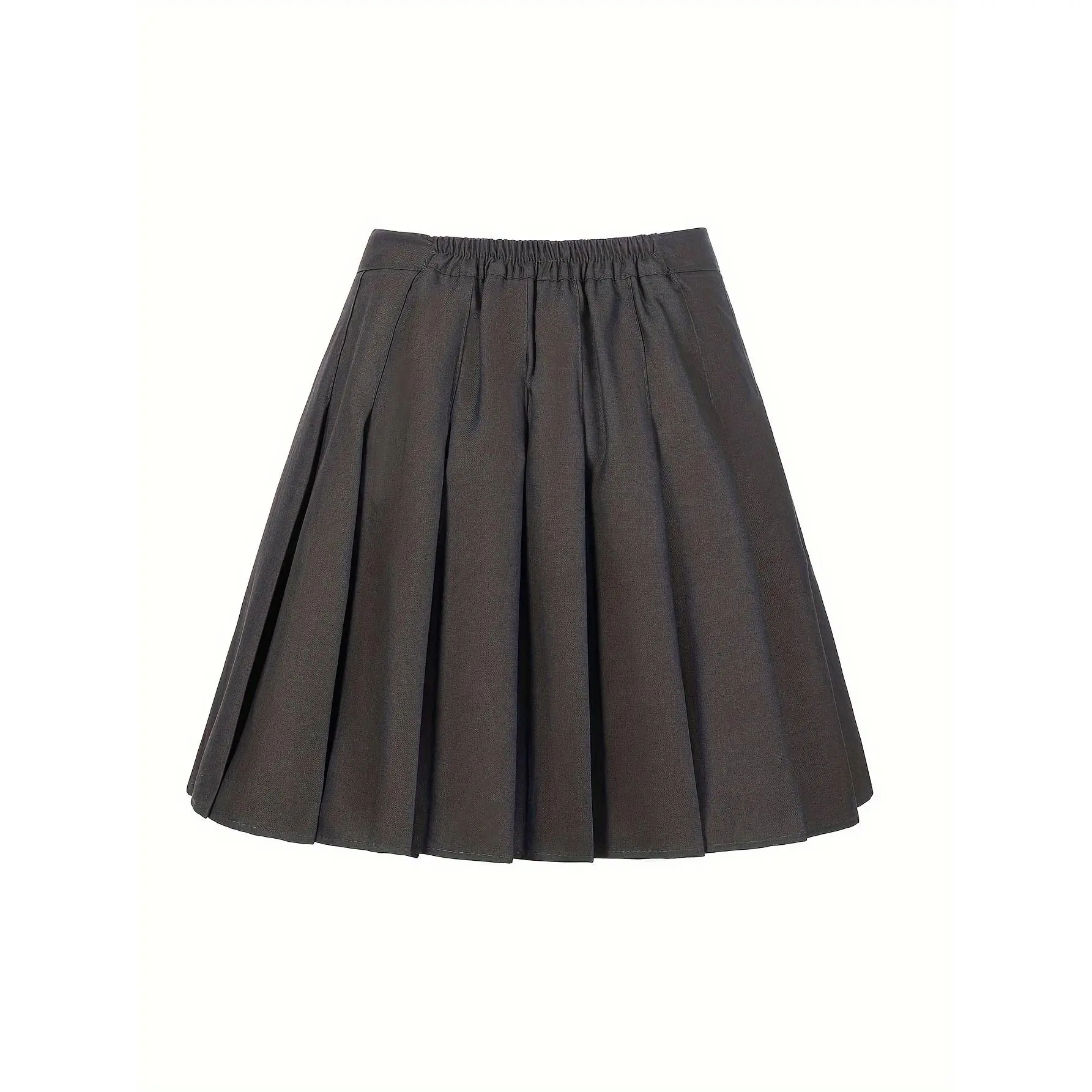 Girls' High-Waist A-Line Polyester Preppy Solid Cheer Skorts, Mini Uniform Skirts for Daily Activities & Dance, Size 2-14Y
