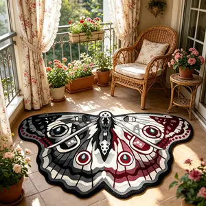 Vintage Butterfly Print Rug, Washable and Easy to Clean, Textured Indoor Rug, Fashion Art Design, Suitable for Living Room, Bedroom, Outdoor Areas, Irregular Design Rug