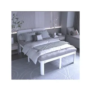 14 Inch White Queen Bed Frame, Metal Bed Frame Queen Size Platform With Round Corner Leg, No Squeak Queen Bedframe With Storage, No Box Spring Needed, Heavy Duty, Easy Assembly